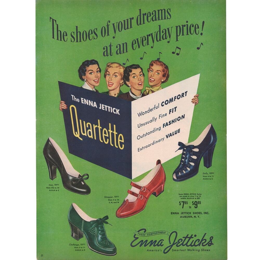 Enna Jettick Shoe / Pan-American Coffee Bureau Advertisement Color 1950 Vintage